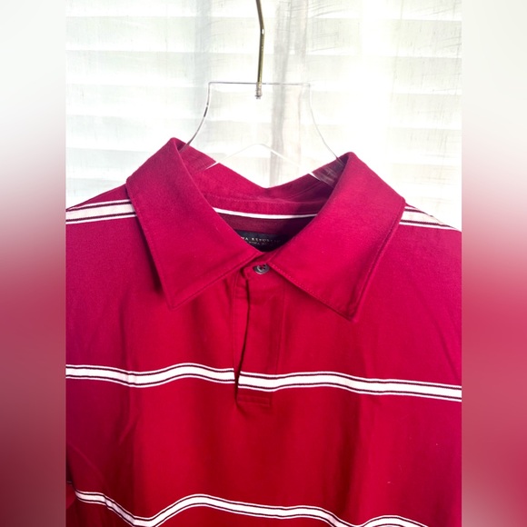 Menβs Fitted Polo Shirt Banana Republic in Red/White Stripes Sz S - Picture 5 of 7